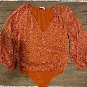 Abercrombie Burnt Orange Long Sleeve Bodysuit (Size Medium)